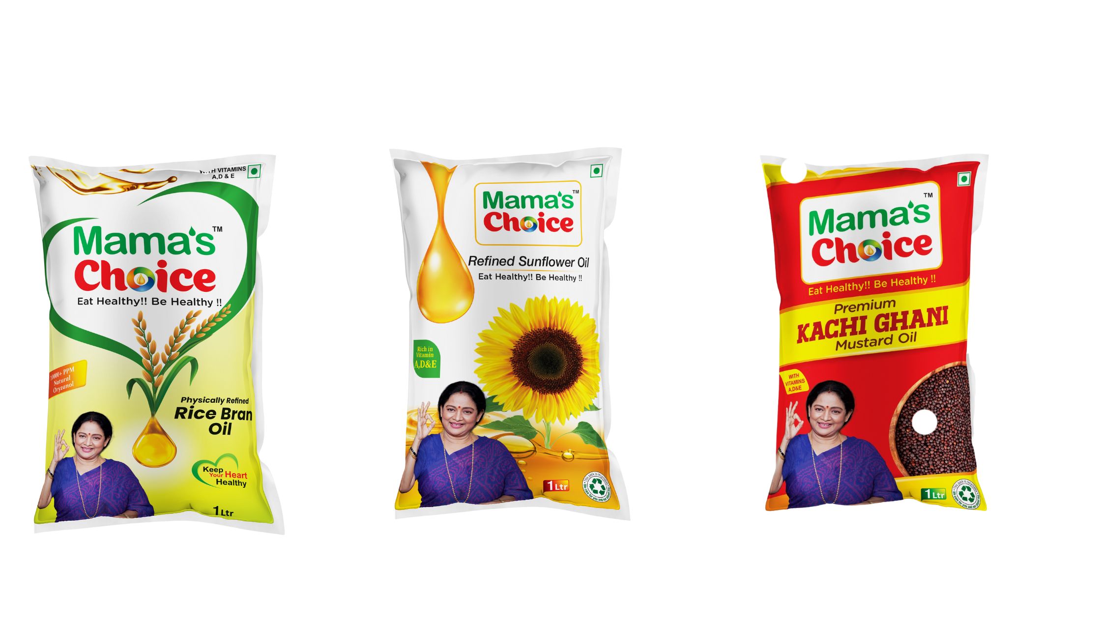 Mustard oil, Ricebran oil, Sunflower oil